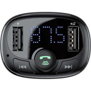 Baseus FM Transmitter T typed Bluetooth 2xUSB microSD (Black)