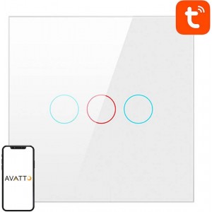 Avatto Smart Light Switch ZigBee Avatto LZTS02-EU-W3 3 Way No Neutral TUYA (white)