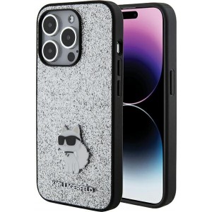 Cg Mobile Sas Karl Lagerfeld case for iPhone 15 Pro 6,1" KLHCP15LGCNPSG silver hardcase Fixed Glitter Choupette Logo Metal Pin