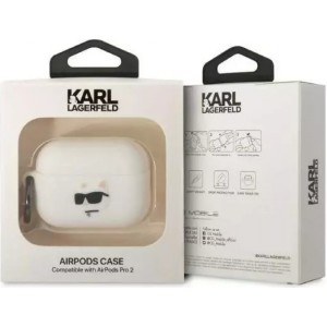 Karl Lagerfeld Protective case for headphones Karl Lagerfeld KLAP2RUNCHH for Apple AirPods Pro 2 cover white/white Silicone Choupette Head 3D