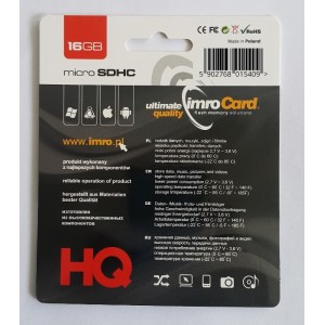 Imro memory card 16GB microSDHC cl. 6