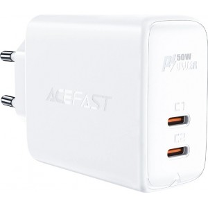 Acefast charger GaN USB Type C 50W, PD, QC 3.0, AFC, FCP white (A29 white)