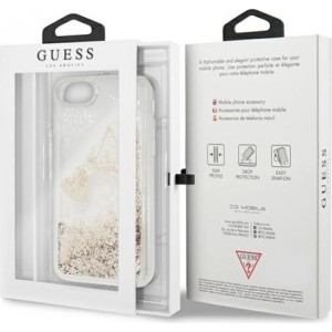 Guess case for iPhone SE 2022 / SE 2020 / 7 / 8 GUOHCI8GLHFLGO gold hard case Charms 2 Liquid Glitter