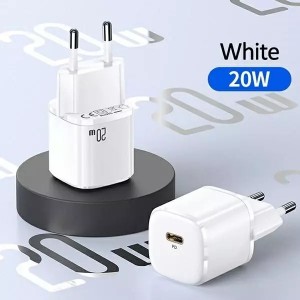 Usams Wall charger 1x USB-C T36 mini 20W USB-C-Lightning cable white/white PD3.0 Fast Charging XFKXLOGTL02 (US-CC124 US-SJ484)