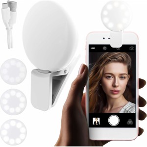 Alogy Mini Selfie Ring LED Light Clip for phone recording with a clip White