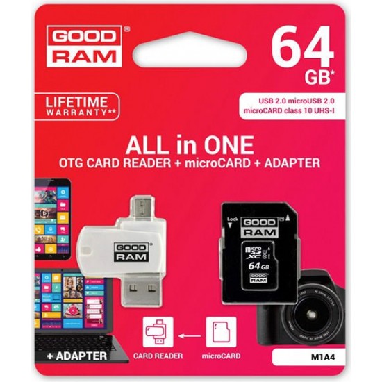 Goodram microSDXC 64GB Class 10 card reader adapter