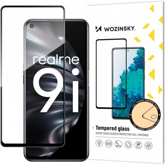 Wozinsky Tempered Glass Full Glue Super Tough Screen Protector Full Coveraged with Frame Case Friendly for Oppo A76 / Oppo A36 / Realme 9i black