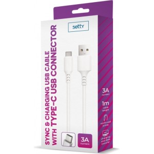 Setty cable USB - USB-C 1,0 m 3A white