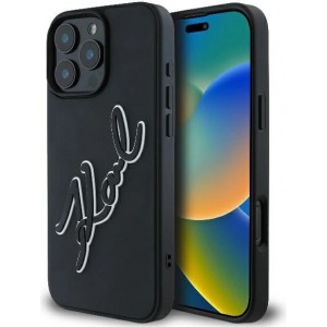 Karl Lagerfeld 3D Rubber Bicolor Signature iPhone 16 Pro Case - Black