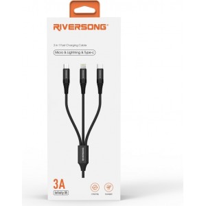 Riversong cable 3in1 Infinity 05 USB - Lightning + USB-C + microUSB 1,0m black C58