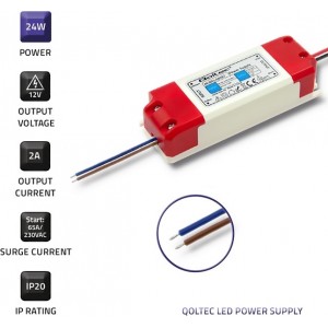 Qoltec LED impulse power supply IP20 | 24W | 12V | 2A