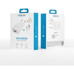 Forever TC-01 charger 1x USB 2A white + microUSB cable