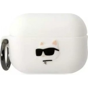 Karl Lagerfeld Protective case for headphones Karl Lagerfeld KLAP2RUNCHH for Apple AirPods Pro 2 cover white/white Silicone Choupette Head 3D