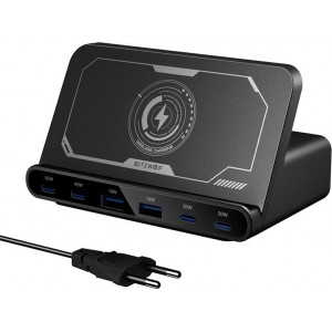 Blitzwolf BW-S27 160W, 2xUSB-A, 4xUSB-C, 15W wireless charger (black)