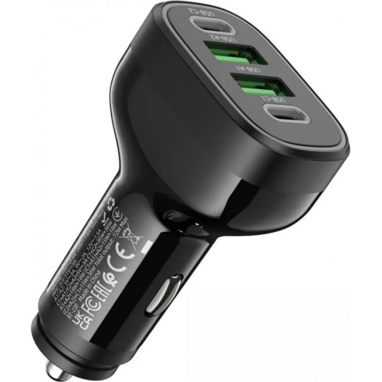 Hoco Car Charger 2 x USB A 2 x Type C PD QC 72W NZ11 Black