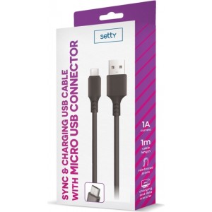 Setty cable USB - microUSB 1,0 m 1A black NEW