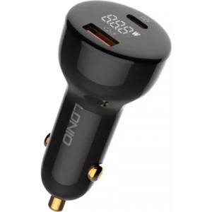 Ldnio C101 Car Charger, USB USB-C, 100W USB-C to USB-C Cable (Black)