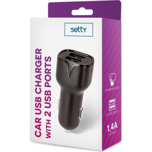 Setty car charger 2x USB 1,4A black