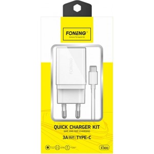 Foneng Fast charger Foneng 1x USB K300 18W + USB to USB-C cable