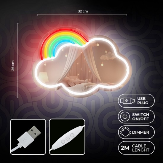 Neon MIRROR LED CLOUD multicolor FMNE05 Forever Light