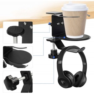 Alogy 2in1 Desk Organizer Holder for Cup Headphones Cables Desk Aluminum Stand Hanger Hook Alogy Black