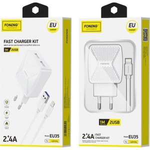 Foneng Charger Foneng EU35 12W 2x USB-A with Lightning cable 2.4A