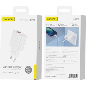 Foneng EU42 USB-C+USB-A 20W mains charger (white)