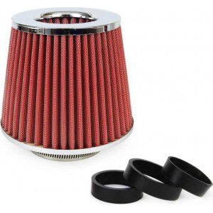 Amio Car Air Conical Filter red/chrome, universal, 3 mouting adapters AMIO-01282