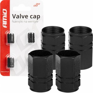 Amio Aluminium Black Valve cap 4 pcs