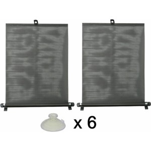 Carcommerce Roller sunshade with suction cups 2 x 45 cm black, PVC