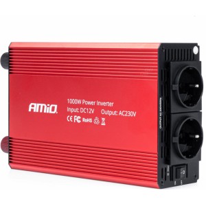 Amio Power Inverter 12V/230V 1000W/2000W 3x230V socket PI05