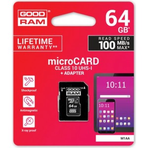 Goodram micro SDXC memory card 64GB Class 10 UHS-I adapter