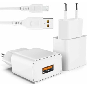 4Kom.pl USB Wall Charger 2.4A Single Fast Charger USB to Micro USB Cable 2400mAh 12W White