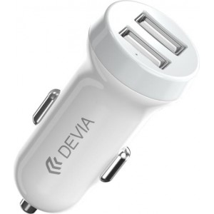 Devia car charger Smart 2x USB 3,1A white + USB-C cable