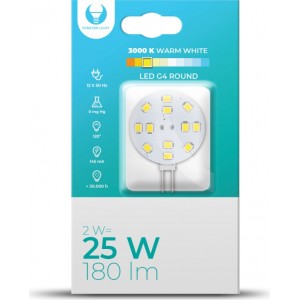 Telforceone LED Bulb G4 Round 2W 12V 3000K 180lm Forever Light