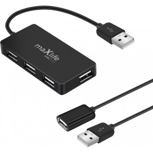 Telforceone Maxlife Home Office USB 2.0 hub USB - 4x USB 0,15 m black + cable 1,5 m