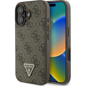 Guess case for iPhone 16 6,1" GUHCP16SP4TDPW Leather 4G Triangle Strass brown MagSafe