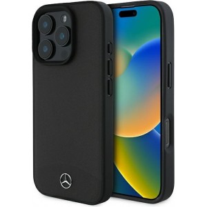 Mercedes case for iPhone 16 Pro 6,3" MEHMP16L23RBARK Hardcase Textured And Plain Leather MagSafe black