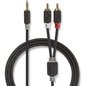 Nedis Aux провод 3.5 mm -> 2x RCA 0.5m Черный