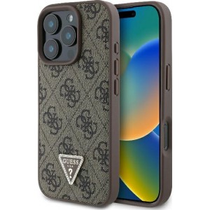 Cg Mobile Sas Guess case for iPhone 16 Pro Max 6,9" GUHCP16XP4TDPW Leather 4G Triangle Strass brown MagSafe