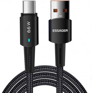 Essager USB to USB-C cable, Essager, EXCT-CGB01, 66W, 0.5m (black)