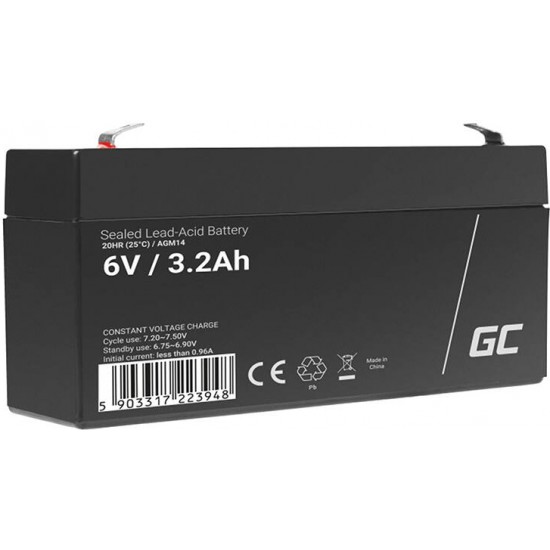 Green Cell Maintenance-free AGM VRLA Battery Green Cell AGM14 6V 3.2Ah (for alarm system, cash register, toy)