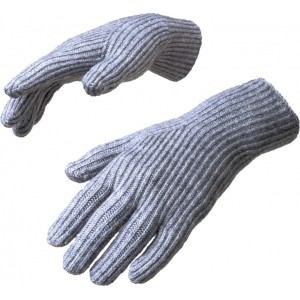 Hurtel Braided telephone gloves with cut-outs for fingers - gray