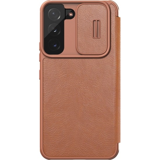 Nillkin Qin Leather Pro Case Case for Samsung Galaxy S22+ (S22 Plus) Camera Protector Holster Cover Flip Case Brown