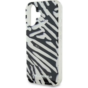 Karl Lagerfeld case for iPhone 16 6,1" KLHCP16SHZBPKCCK black Hard IML Zebra Pattern & Cord