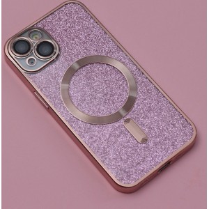 Glitter Chrome Mag case for iPhone 15 Pro 6,1" pink