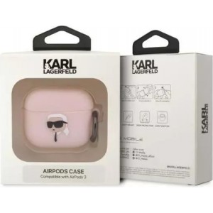 Karl Lagerfeld Protective case for headphones Karl Lagerfeld KLA3RUNIKP for Apple AirPods 3 cover pink/pink Silicone Karl Head 3D