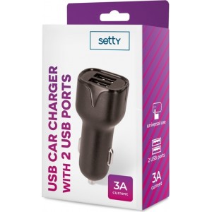 Setty car charger 2x USB 3A black