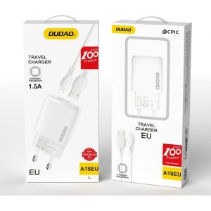 Dudao USB-A 7.5W charger + USB-A cable - Lightning 1m white (A1sEUL)