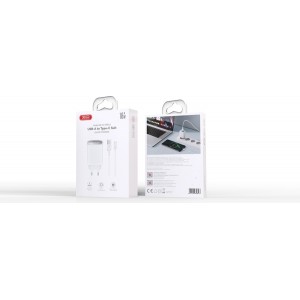 XO wall charger CE19 QC 18W 1x USB white + cable USB-C